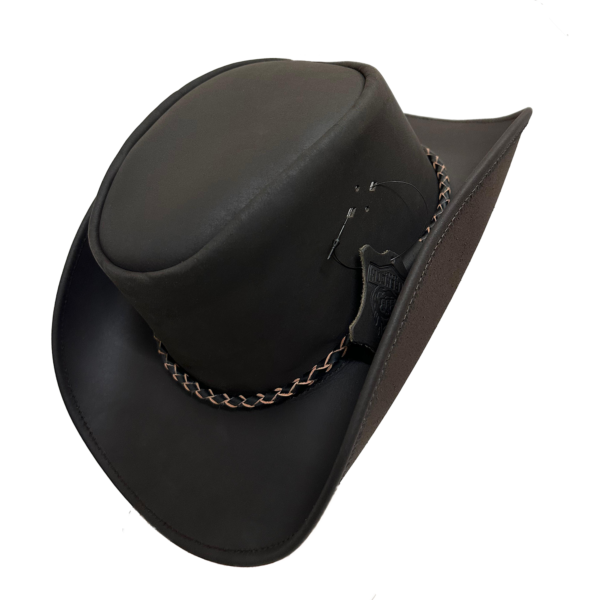 Leather Cowboy hat for Men & Women Durable Handcrafted Lightweight Shapeable Western Hats for Men Choc Brown - Image 6