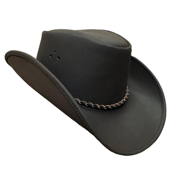Leather Cowboy hat for Men & Women Durable Handcrafted Lightweight Shapeable Western Hats for Men Choc Brown - Image 2