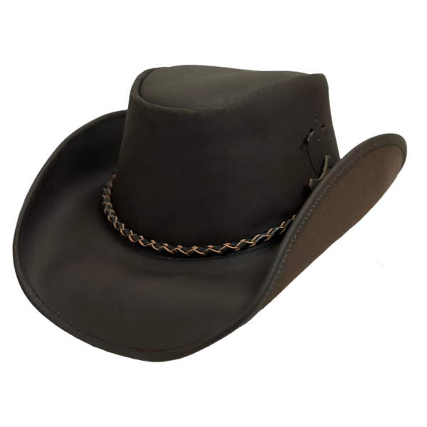 Leather Cowboy hat for Men & Women Durable Handcrafted Lightweight Shapeable Western Hats for Men Choc Brown