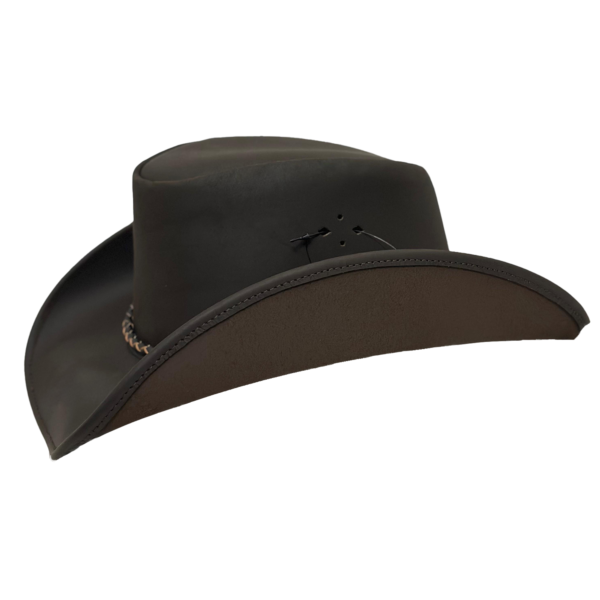 Leather Cowboy hat for Men & Women Durable Handcrafted Lightweight Shapeable Western Hats for Men Choc Brown - Image 3