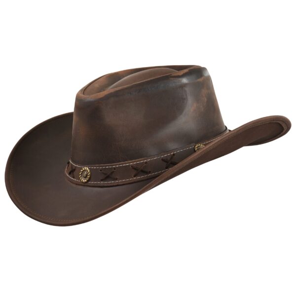 Leather Cowboy hat for Men & Women Durable Handcrafted Lightweight Shapeable Western Hats for Men Block Brown
